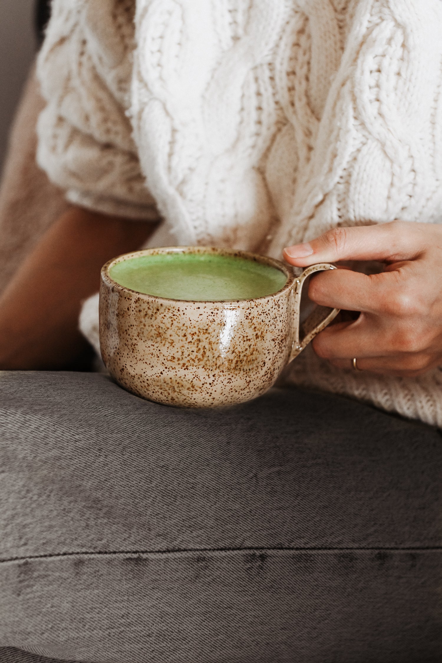 large brown mug for matcha and coffee